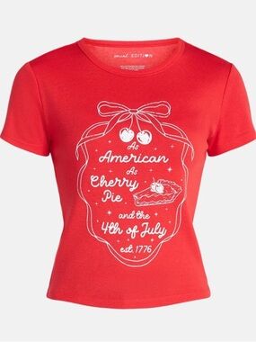 Social Edition Women's American Cherry Pie Graphic Tee with Short Sleeves